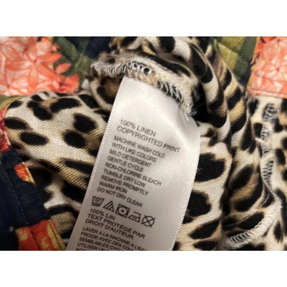 TOMMY BAHAMA TWO PALMS LAGOON LEOPARD 100% LINEN RAW EDGE FLIP CUFF JACKET Large - Picture 11 of 16